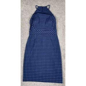 Banana Republic Dress Womens 8 Gingham Halter Check Midi Slimming Prairie Core